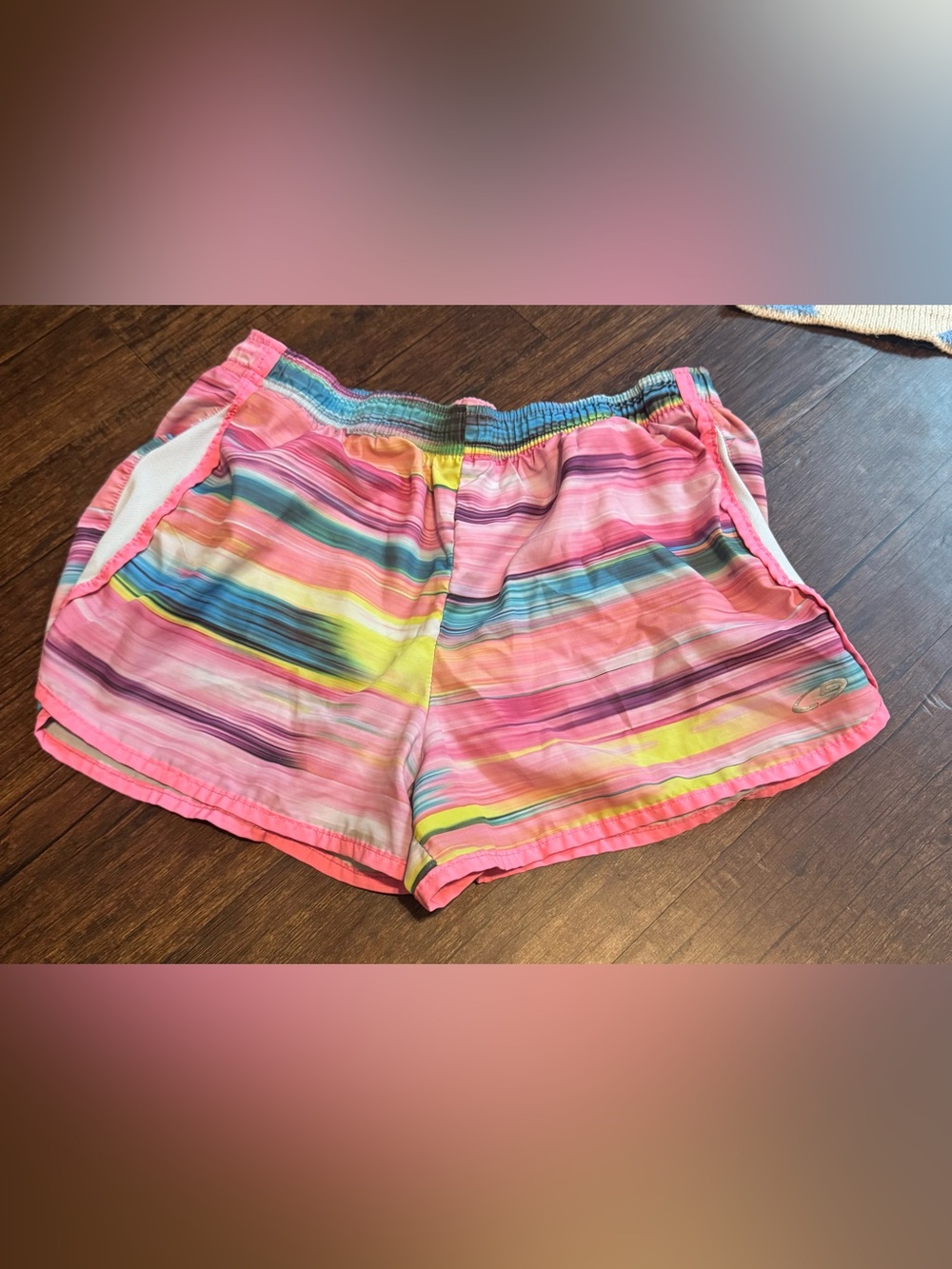 Champion Pink Multicolor Striped Athletic Shorts. Fits as Women’s S